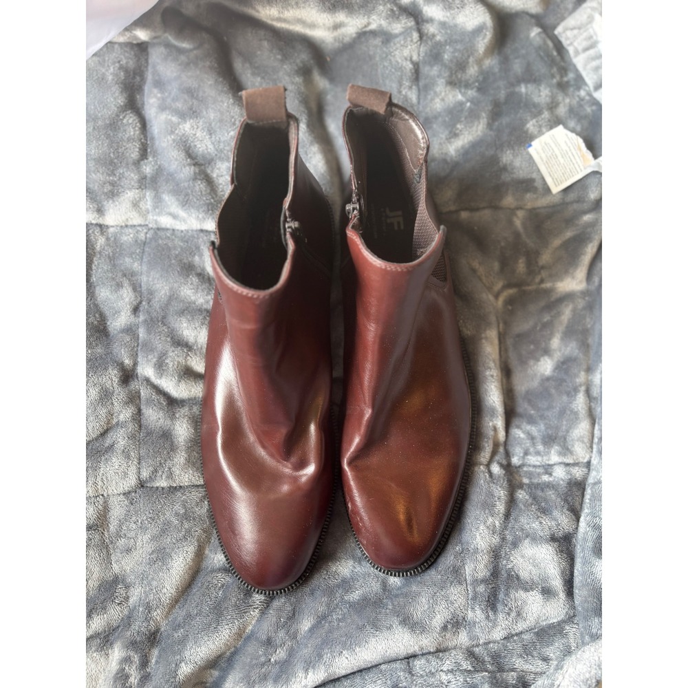 JF J. Ferrar Blake Mens Chelsea Boots Burgundy Brown Side Zip Size 13M 625-5016